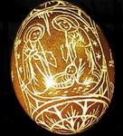 Easter Egg, Painted Black and Etched with the Words "Happy Easter 1950"